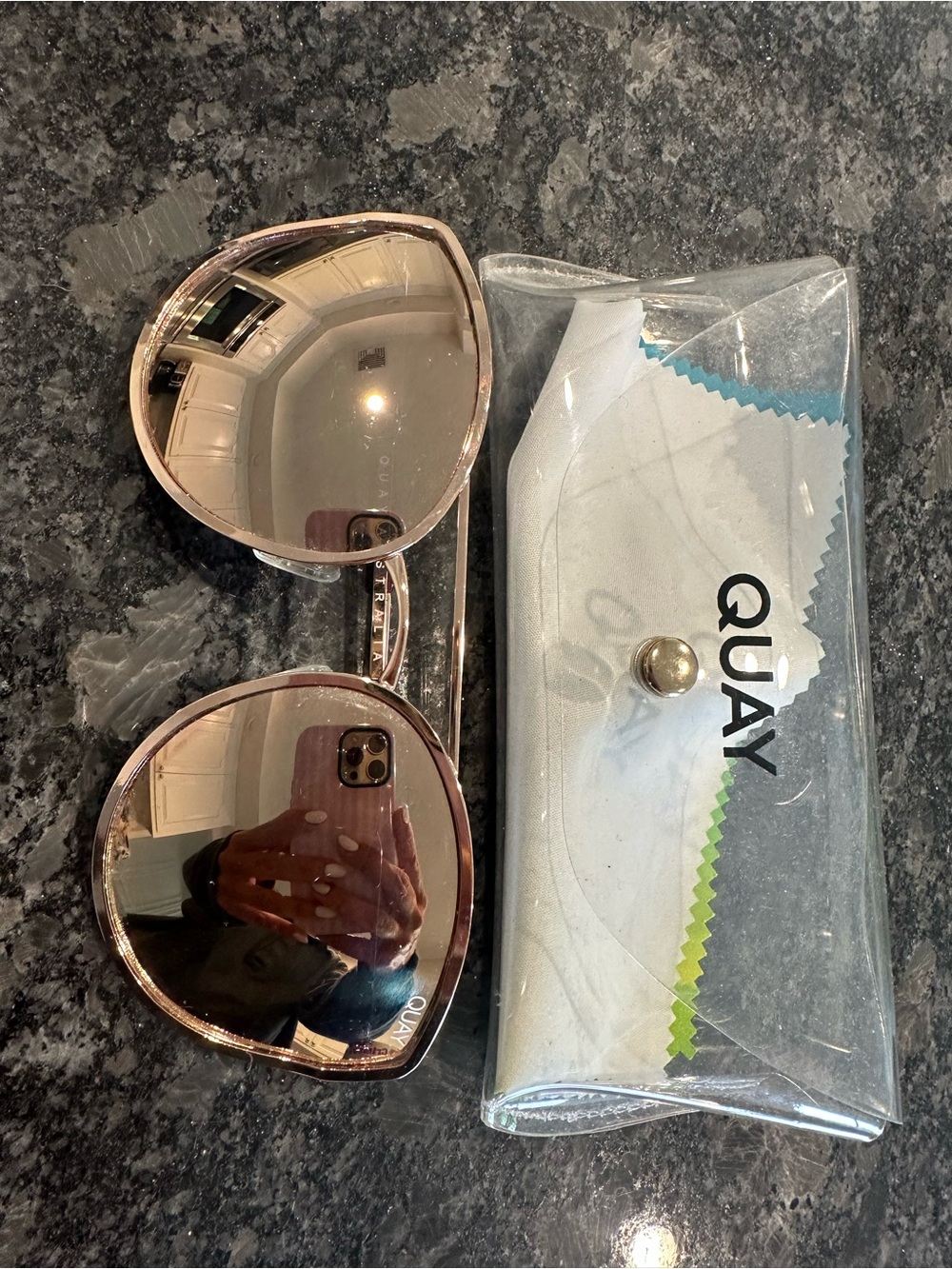 Quay Australia Rose Gold Mirrored Aviator Sunglasses